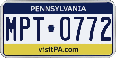 PA license plate MPT0772
