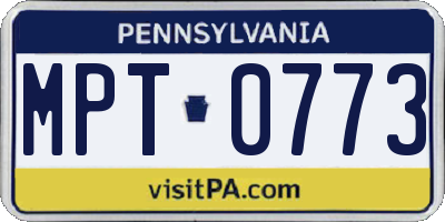 PA license plate MPT0773