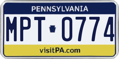 PA license plate MPT0774