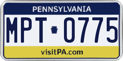 PA license plate MPT0775