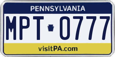 PA license plate MPT0777