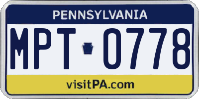 PA license plate MPT0778