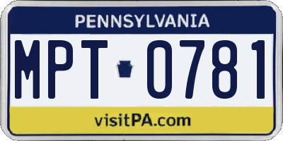 PA license plate MPT0781