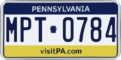 PA license plate MPT0784