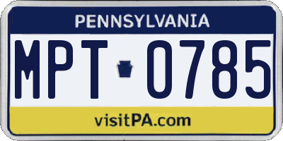 PA license plate MPT0785