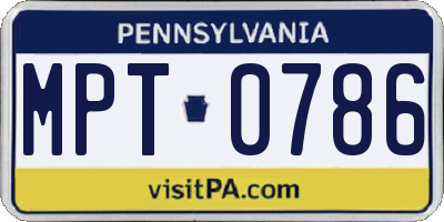 PA license plate MPT0786