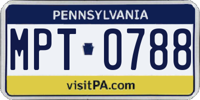 PA license plate MPT0788