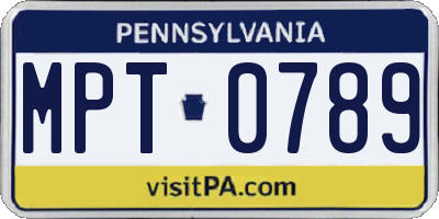 PA license plate MPT0789