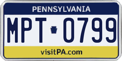 PA license plate MPT0799