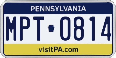PA license plate MPT0814