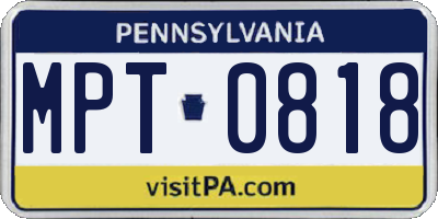 PA license plate MPT0818