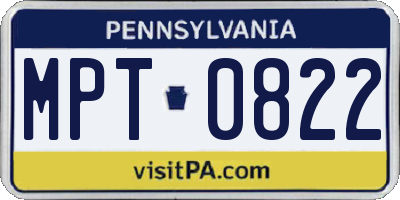 PA license plate MPT0822