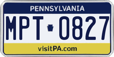 PA license plate MPT0827