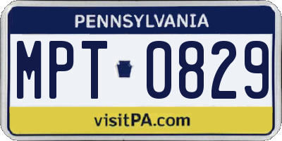 PA license plate MPT0829