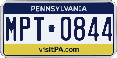 PA license plate MPT0844