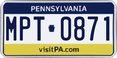 PA license plate MPT0871