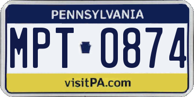 PA license plate MPT0874