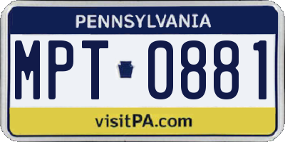 PA license plate MPT0881