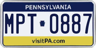 PA license plate MPT0887