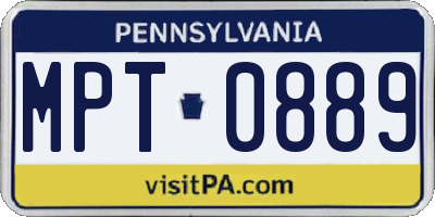 PA license plate MPT0889