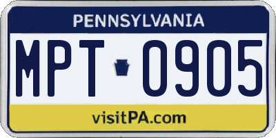 PA license plate MPT0905