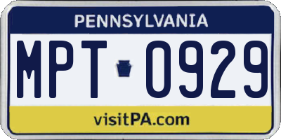PA license plate MPT0929