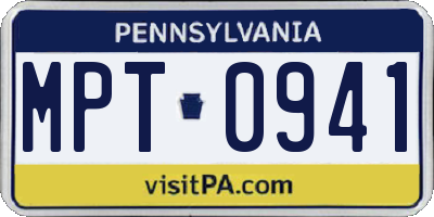 PA license plate MPT0941