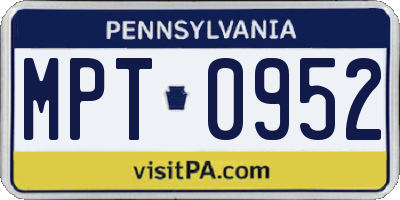PA license plate MPT0952