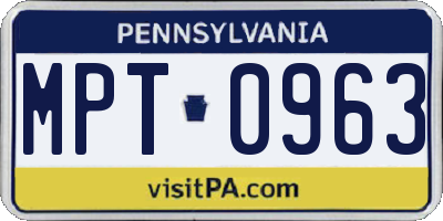 PA license plate MPT0963