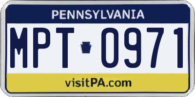 PA license plate MPT0971