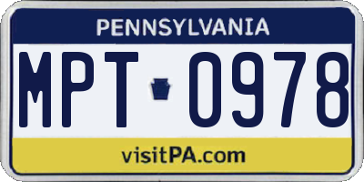 PA license plate MPT0978