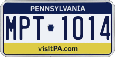 PA license plate MPT1014