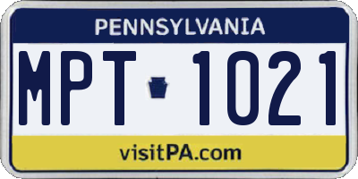 PA license plate MPT1021