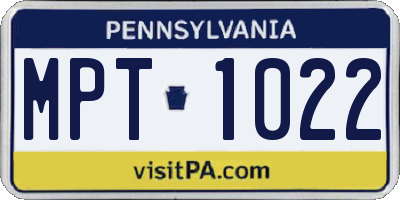 PA license plate MPT1022