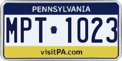 PA license plate MPT1023