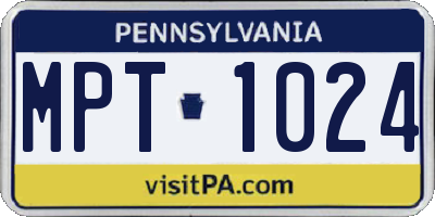 PA license plate MPT1024