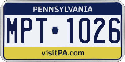 PA license plate MPT1026