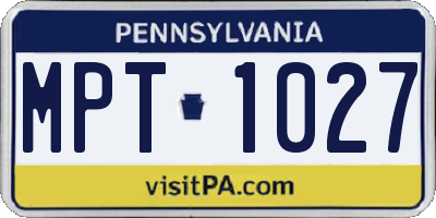 PA license plate MPT1027