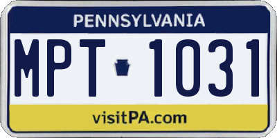 PA license plate MPT1031