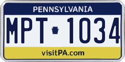 PA license plate MPT1034