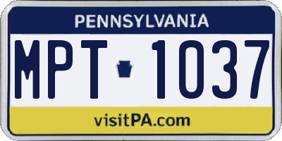 PA license plate MPT1037