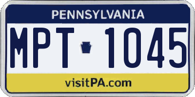 PA license plate MPT1045