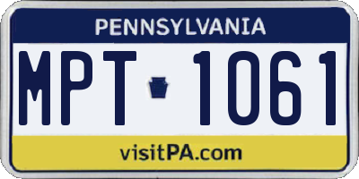 PA license plate MPT1061
