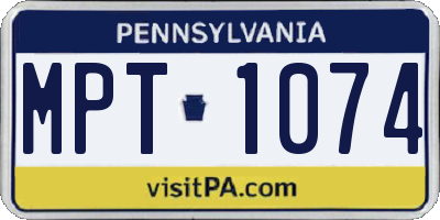 PA license plate MPT1074