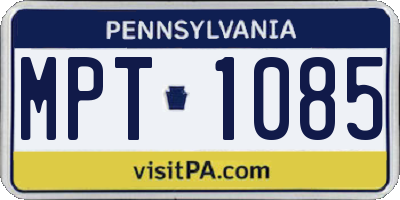 PA license plate MPT1085