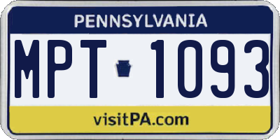 PA license plate MPT1093
