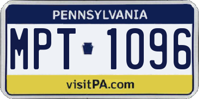 PA license plate MPT1096
