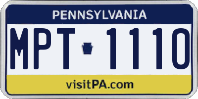 PA license plate MPT1110