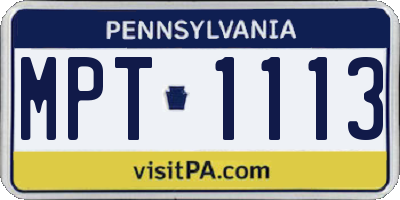PA license plate MPT1113