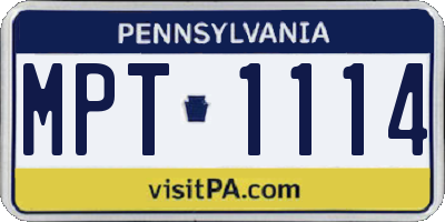 PA license plate MPT1114